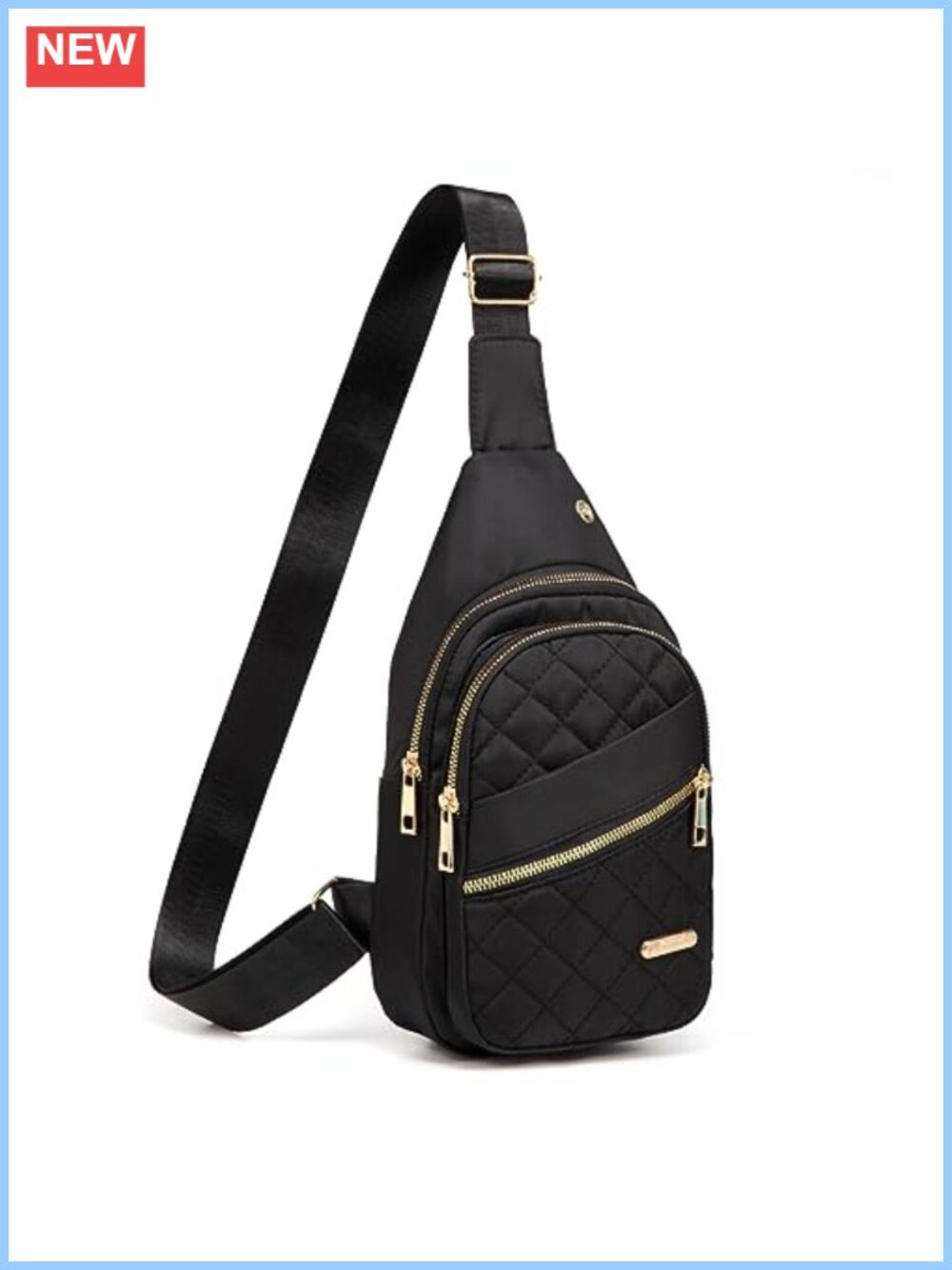 Xsecnua Quilted Nylon Sling Bag Crossbody Travel Hiking Daypack